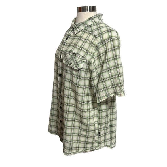 North Face Mens XL Green Plaid Check 100% Cotton Short Sleeve Button Up Shirt - Picture 2 of 11